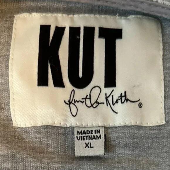 Kut from the Kloth Ruffled Gray Button-Up Mid-Length Jacket W Sz XL - Picture 5 of 10